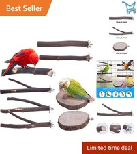 8 pcs Wooden Perch Stand Set Parrot Toys for Small Birds Chewing Exercise