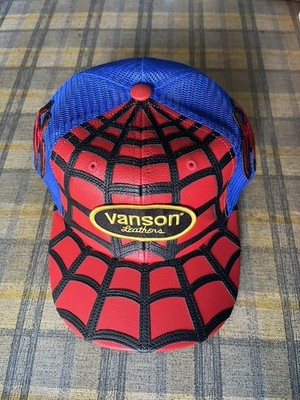 Supreme Vanson Leathers Spider-Man Mesh Back 6 Panel Red IN HAND  READY TO SHIP 