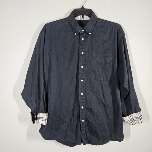 Burberry London Flip Cuff Nova Check Shirt Mens XL Button Up Long Sleeve