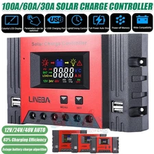 100A 60A PWM Solar Panel Regulator Charge Controller 12V/24V/48V MAX 5200W LCD
