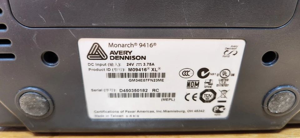 Used Avery Dennison Monarch 9416XL Direct Thermal Printer Powers Up *AS IS* - Image 4 of 4