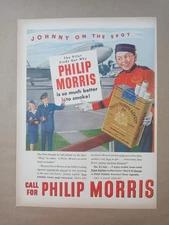 1940s PHILIP MORRIS Airplane Pilot Scientific Cigarette Vintage Poster Print Ad