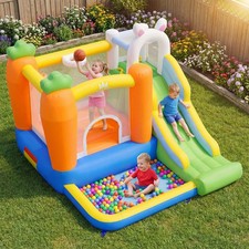 Kids Bounce House 3-12 yrs Climbing Wall Gard...