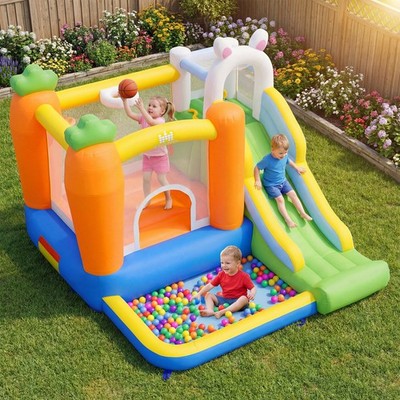 Kids Bounce House 3-12 yrs Climbing Wall Garden Party Playhouse Castle No Blower