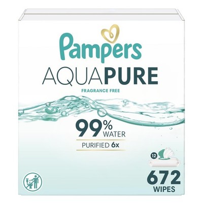 Pampers Aqua Pure Baby Wipes, 99% Water, Fragrance Free, Unscented, Water Base