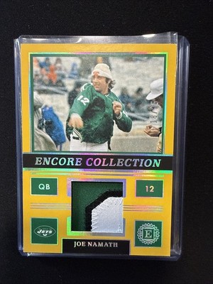 Original Joe Namath /25 2022 Panini Encased Encore Collection Gold Patch Jets
