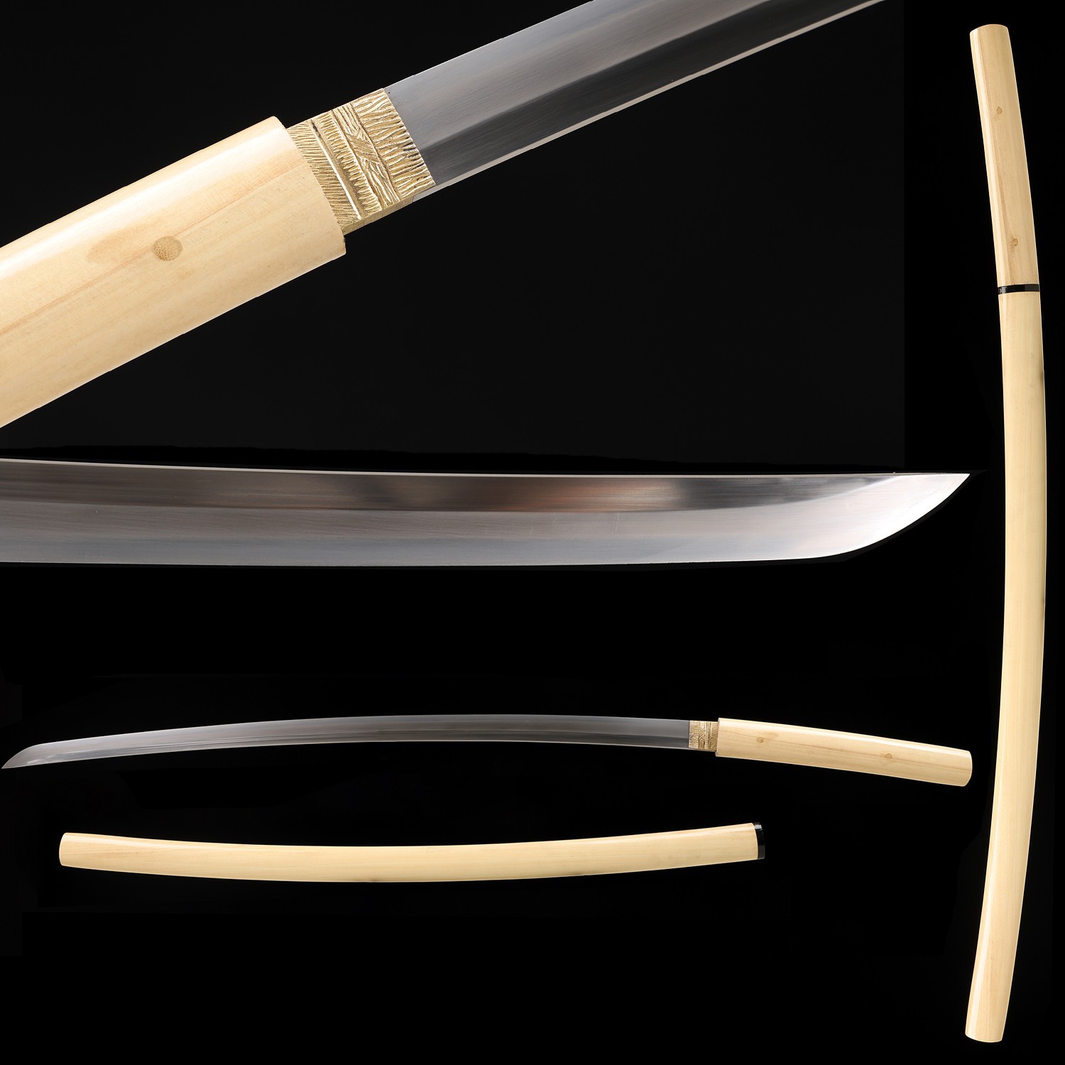 Razor Sharp Japanese Samurai Katana Wood Shirasaya Sword T10 Steel Clay Tempered