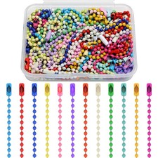 100-Pack 2.4 mm Ball Chain with Connectors,4 inch Colorful Bead Chains for Ke...