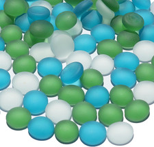 Sea Glass Gems - 0.9 Lb Green Mixed Frosted Flat Glass Marbles