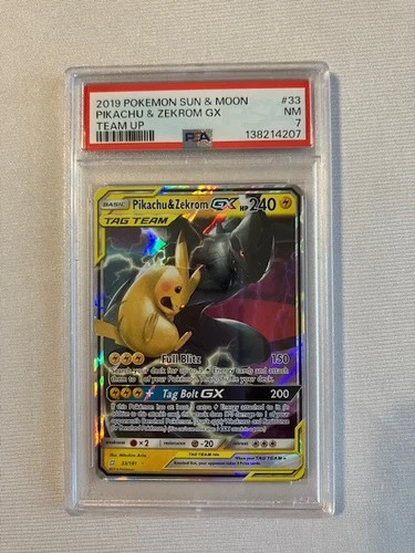 2019 Pokémon Pikachu & Zekrom GX 33/181 Team Up Ultra Rare Holo PSA 7