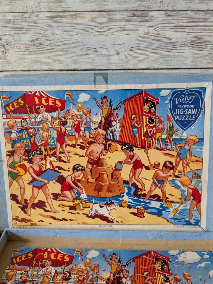 2 Vintage Victory Wood Jigsaw Puzzle England Complete Seaside Fun At The Fair - Image 4 of 4