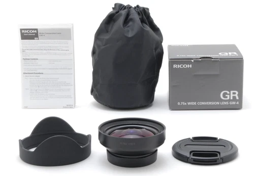 [Mint] Ricoh GW-4 21mm 0.75x Wide Angle Conversion Lens w/Hood Case Box #1975