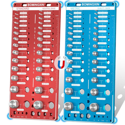 Upgrade 78 Nut and Bolt Thread Checker with Magnetic Base, Rustproof Screw Size