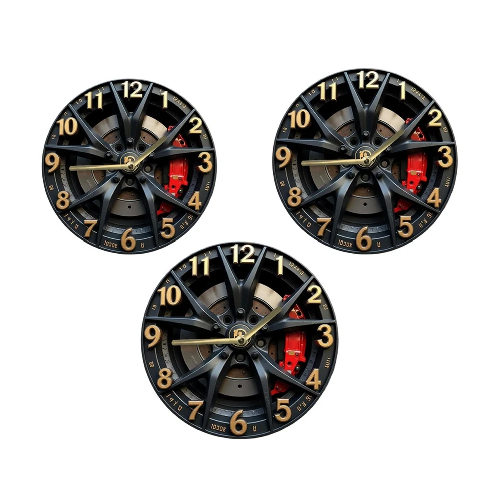 Wall Clock Decorative Art Clock Car Wheel Theme Aesthetic Silent Movement for - Image 1 of 1