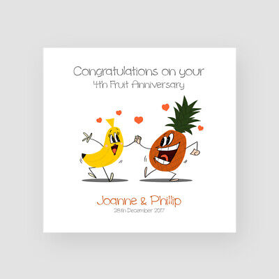 Personalised Handmade 4th  Fruit Wedding  Anniversary  Card 