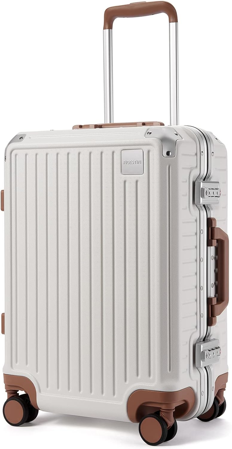 FIGESTIN Carry on Luggage Airline Approved, Aluminum Frame Hard Shell Suitcases-image