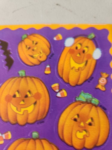 Vintage Gibson Sticker Sheet Halloween 90s Jack O'Lantern Pumpkin Candy Corn Bat - Picture 4 of 7