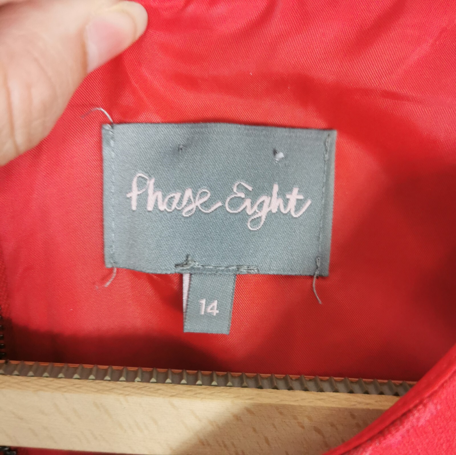 Ladies Dress Size 14 PHASE EIGHT Red Textured A Line Pockets Party