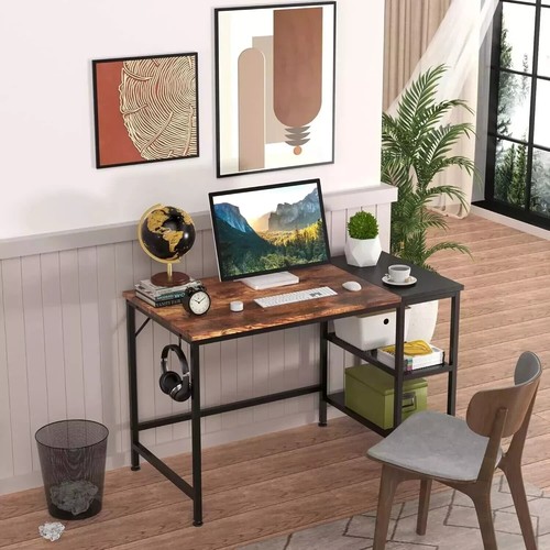 HOMIDEC 47" Office Computer Study Desk With Bookshelf with Storage Shelves - Picture 3 of 3