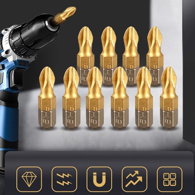 10pcs Golden PH2 Electric Screwdriver Bits Hand Tool Magnetic Phillips Drill Bit