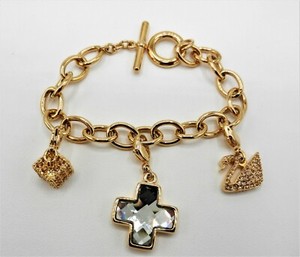 Authentic Authentic Swarovski Charm Bracelet Dorinda Gold Plated 8" B369