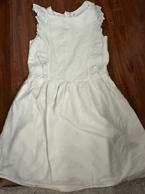 BEAUTIFUL GAP Kids GIRLS White Dress Lace Eyelet Embroidered Lined