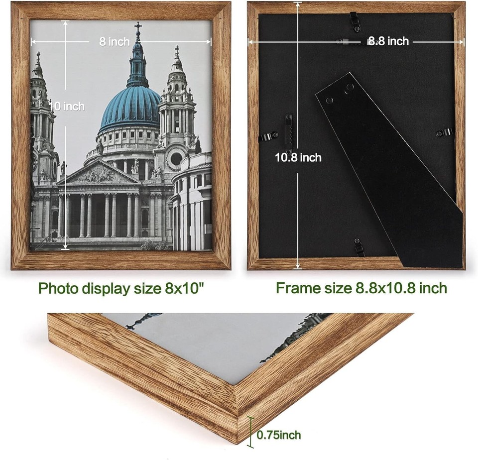 Distressed Rustic 8x10 Wood Picture Frames Set of 2 for Wall Collage