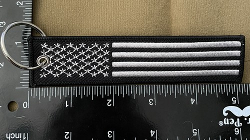 3 Pack USA American Flag Keychain Tags with Key Rings Double Sided Embroidered - Picture 7 of 8