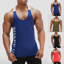 Men Gym Bodybuilding Tank Top Muscle Stringer Athletic Fittness Shirt Clothes в