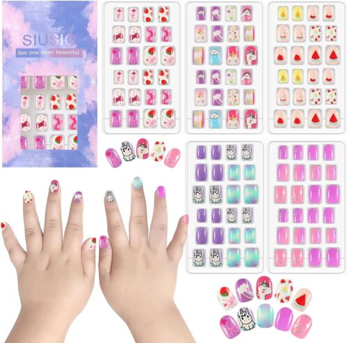 Colorful Unicorn Full Cover Nail Kit: 120 Pcs for Little Girls’ Creative Fun - Picture 3 of 8