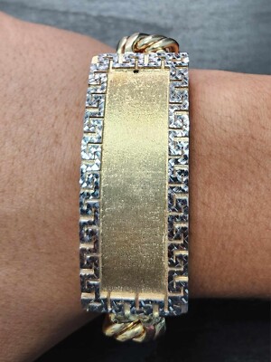 Solid 10K Yellow Gold Chino Close Tight Link ID Bracelet 8mm