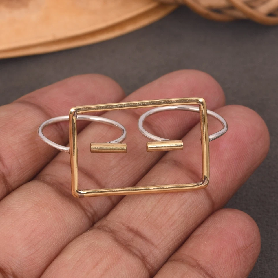 Двойной палец кольца, два пальца кольцо, 925 Серебряное кольцо, двухцветное кольцо ювелирных изделий - Изображение 3 из 4