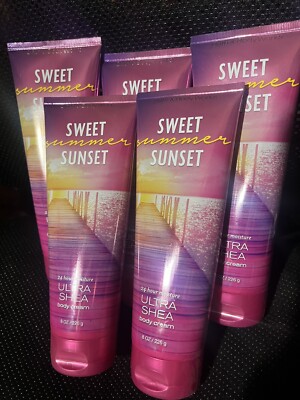 Bath & Body Works 5 X SWEET SUMMER SUNSET 8 Oz. ULTRA SHEA Body Creams! RARE!