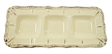 Fleur de Lis 3 Section Candy or Serving Dish 14 inch Beige New