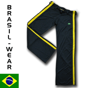 CAPOEIRA PANTS BLACK BLUE ABADA ORIGINAL FROM BRAZIL FREE BONFIM BAHIA WRISTBAND