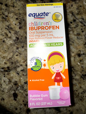 Equate Children's Ibuprofen 8 oz Bubble Gum Oral Suspension 100mg per 5 mL