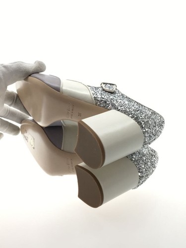 Miu Miu Women's Glitter Mary Jane Pumps in Gray and White Size 36 - Picture 4 of 5
