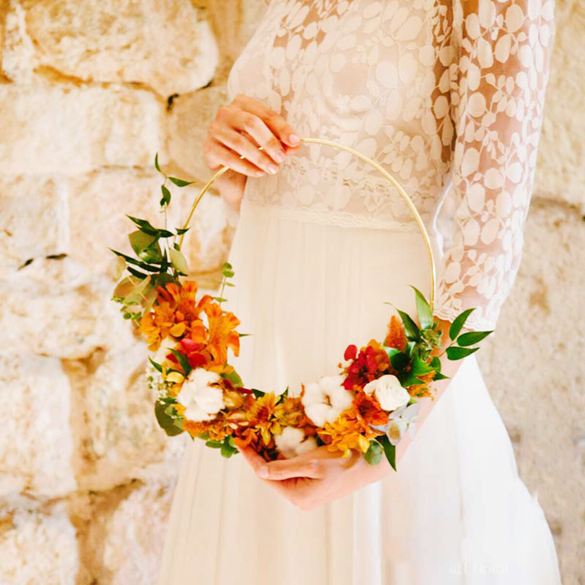 Gold Iron Metal Wreath Hoop Frame Ring Garland Bouquet Flower Wedding