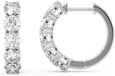1 to 4 Carat Lab Grown Diamond 5 Stone Hoop Earrings14k White Gold (E-F, VS1)