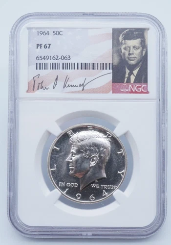 1964 Kennedy PROOF Silver Half Dollar NGC PF 67 with Signature - U889