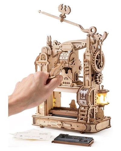 ROKR 3D DIY Wooden Puzzle Printing Press Mechanical Model Kit Kids Toy Xmas Gift - Picture 3 of 9