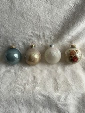 4 VTG 1980s Made in USA Hand Painted Glass Christmas Ornaments Mixed Lot
