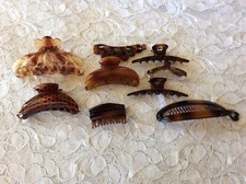 Tortoise Shell Hair Claws Clips Lot of 9