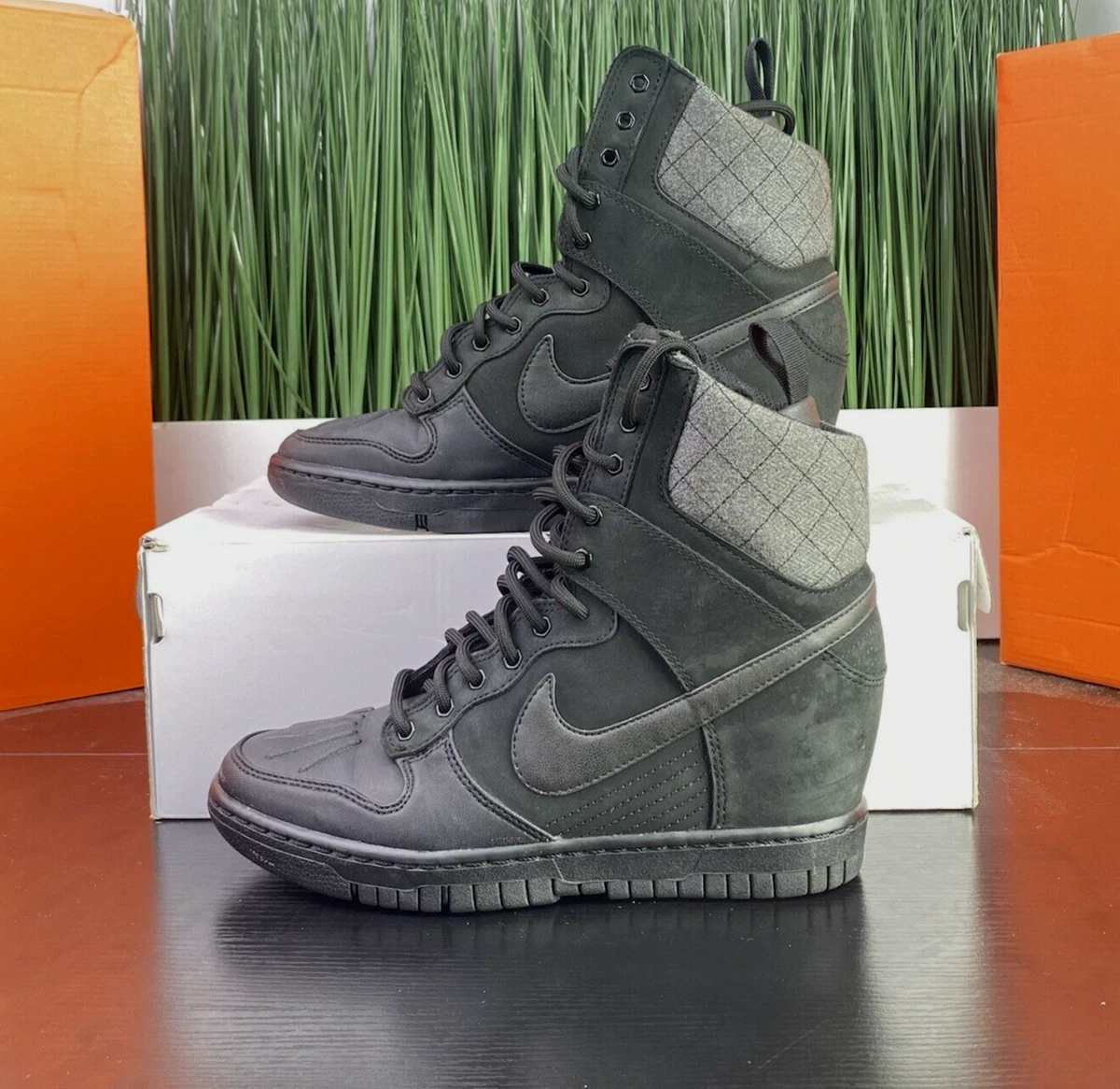 Dunk Sky Hi Sneakerboot 2.0 Womens Hidden Wedge Black Size 7 | eBay