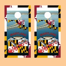 Maryland Themed Cornhole Board Decal Wraps FREE LAMINATION 3349