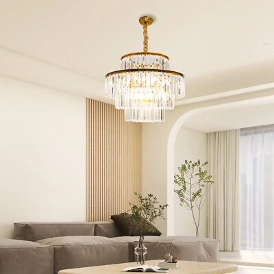 Crystal Chandelier Luxury Pendant Lamp LED Ceiling Light Fixture Living Room Art