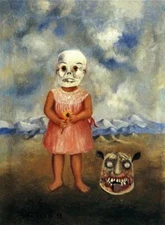 Print or Canvas -    Frida Kahlo, “Girl with Death Mask (She Plays Alone)” 1938
