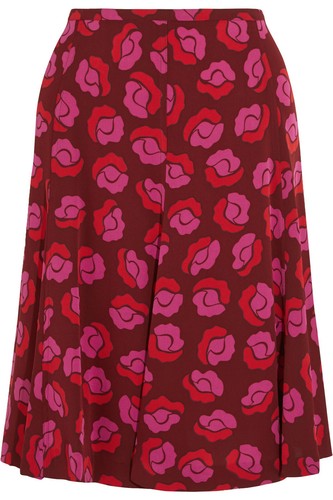 $348 NWT DVF ROSALITA SILK BLEND SKIRT BALLET ROSE NEW GARNET RED SZ 0 - Picture 3 of 7