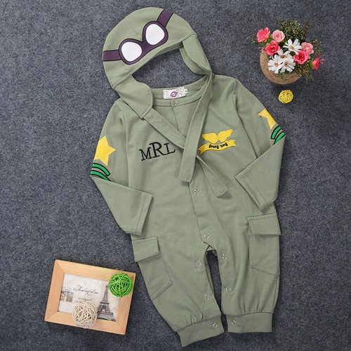 2Pcs Newborn Toddler Kids Baby Boys Pilot Military Air Force Costume Outfit Sets - Picture 9 of 10