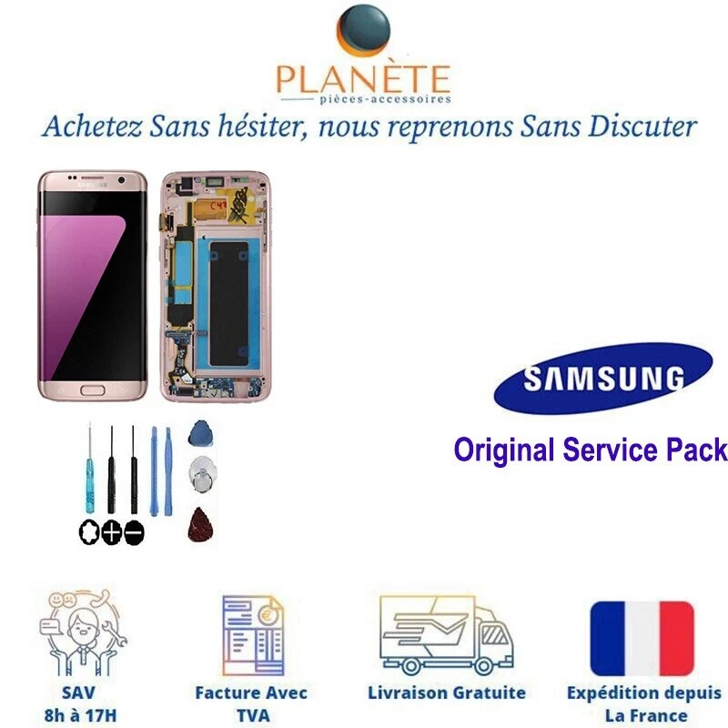 Original Ecran LCD Complet Rose/Or Sur Châssis Pour Samsung Galaxy S7 edge G935F - Photo 1/1